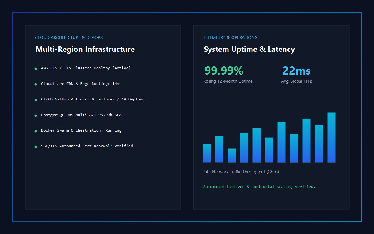 Cloud infrastructure network nodes, server architecture, and global CDN data routes